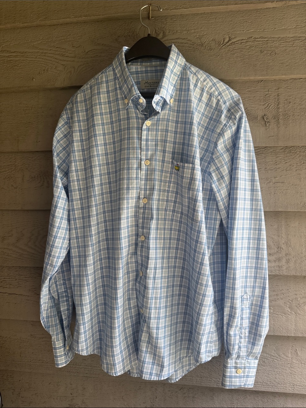 Masters by Peter Millar Men's Light Blue Plaid Button-Down Shirt
